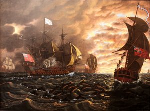 イギリス色を飛ぶ船の艦隊 作： François Aimé Louis Dumoulin